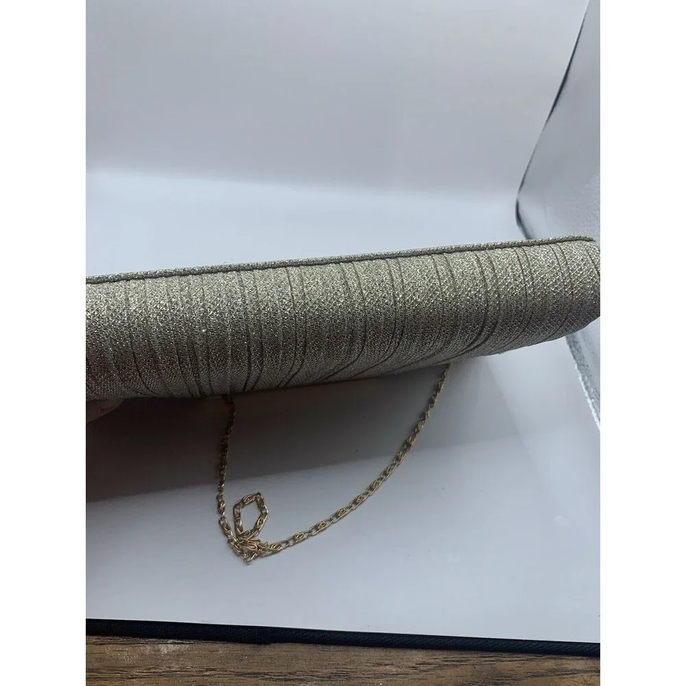 GOLD  Womens Glitter Evening Clutch Bag Wedding Purses Cocktail Party Prom